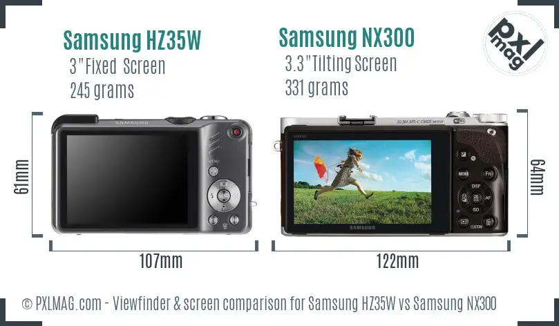 Samsung HZ35W vs Samsung NX300 Screen and Viewfinder comparison