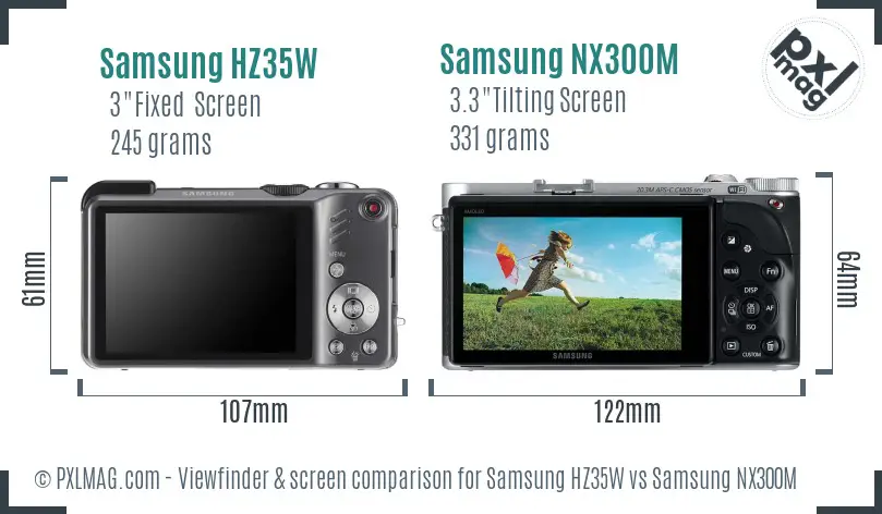 Samsung HZ35W vs Samsung NX300M Screen and Viewfinder comparison