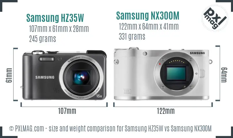 Samsung HZ35W vs Samsung NX300M size comparison