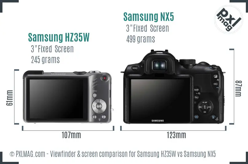 Samsung HZ35W vs Samsung NX5 Screen and Viewfinder comparison