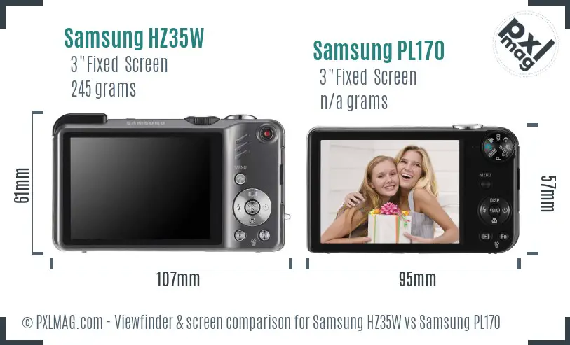 Samsung HZ35W vs Samsung PL170 Screen and Viewfinder comparison Samsung HZ35W vs Samsung PL170 Screen and Viewfinder comparison