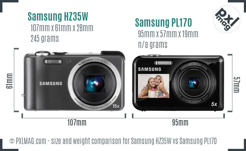 Samsung HZ35W vs Samsung PL170 size comparison Samsung HZ35W vs Samsung PL170 size comparison