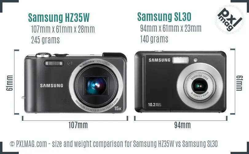 Samsung HZ35W vs Samsung SL30 size comparison Samsung HZ35W vs Samsung SL30 size comparison