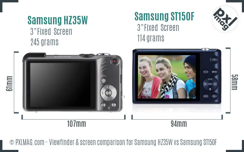 Samsung HZ35W vs Samsung ST150F Screen and Viewfinder comparison