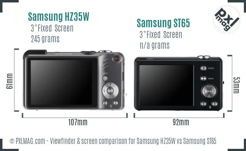 Samsung HZ35W vs Samsung ST65 Screen and Viewfinder comparison