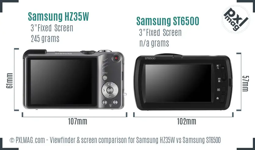 Samsung HZ35W vs Samsung ST6500 Screen and Viewfinder comparison