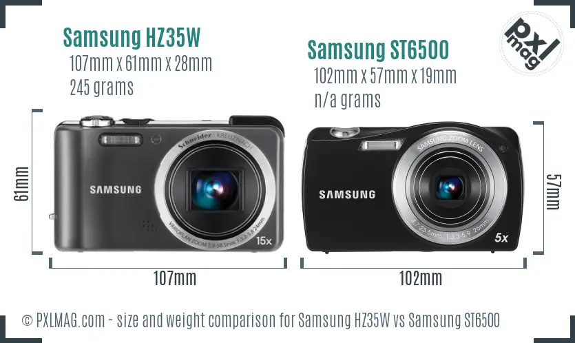 Samsung HZ35W vs Samsung ST6500 size comparison