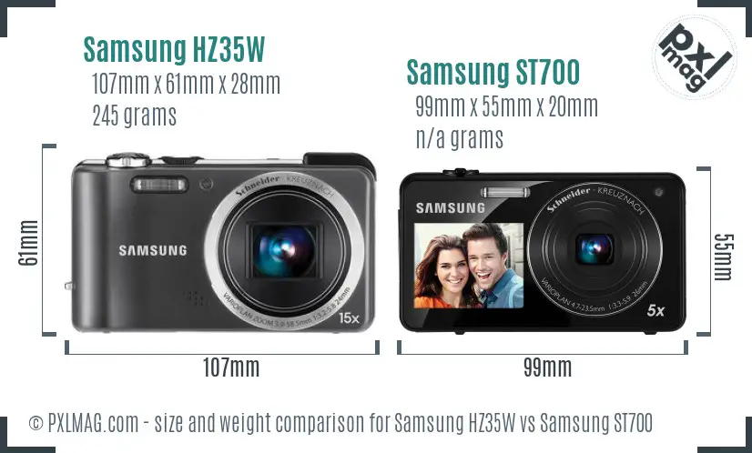 Samsung HZ35W vs Samsung ST700 size comparison Samsung HZ35W vs Samsung ST700 size comparison
