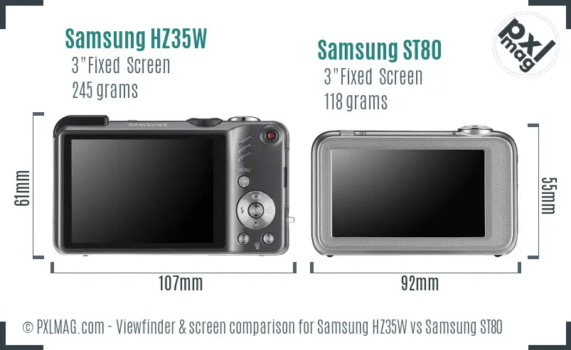 Samsung HZ35W vs Samsung ST80 Screen and Viewfinder comparison