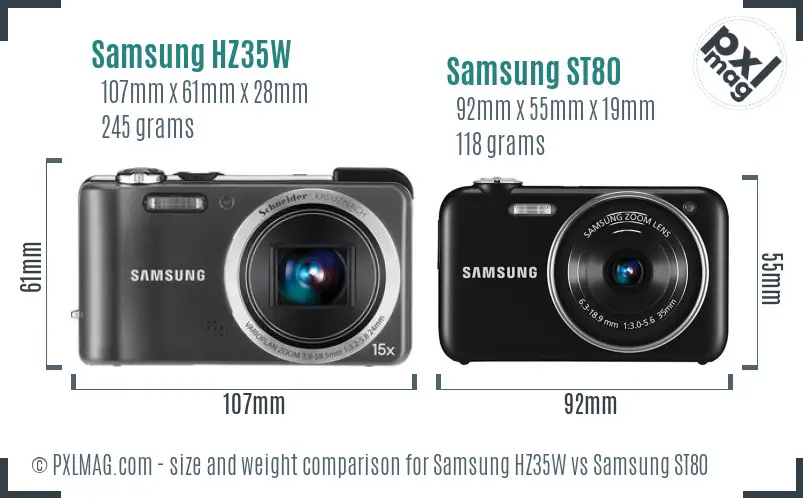 Samsung HZ35W vs Samsung ST80 size comparison