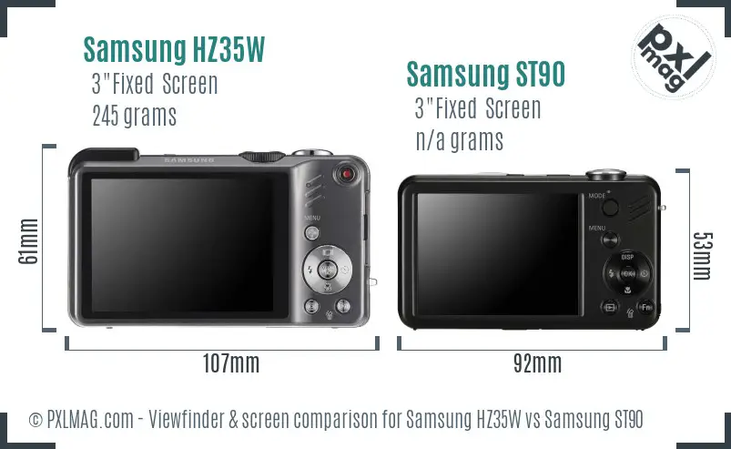 Samsung HZ35W vs Samsung ST90 Screen and Viewfinder comparison
