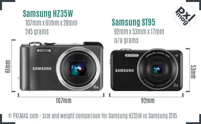 Samsung HZ35W vs Samsung ST95 size comparison Samsung HZ35W vs Samsung ST95 size comparison