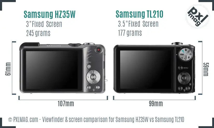 Samsung HZ35W vs Samsung TL210 Screen and Viewfinder comparison