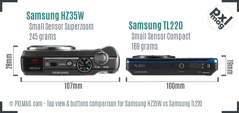 Samsung HZ35W vs Samsung TL220 top view buttons comparison
