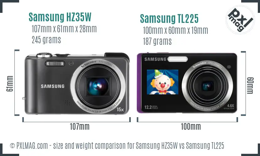 Samsung HZ35W vs Samsung TL225 size comparison