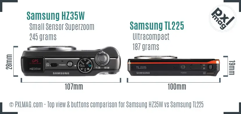 Samsung HZ35W vs Samsung TL225 top view buttons comparison