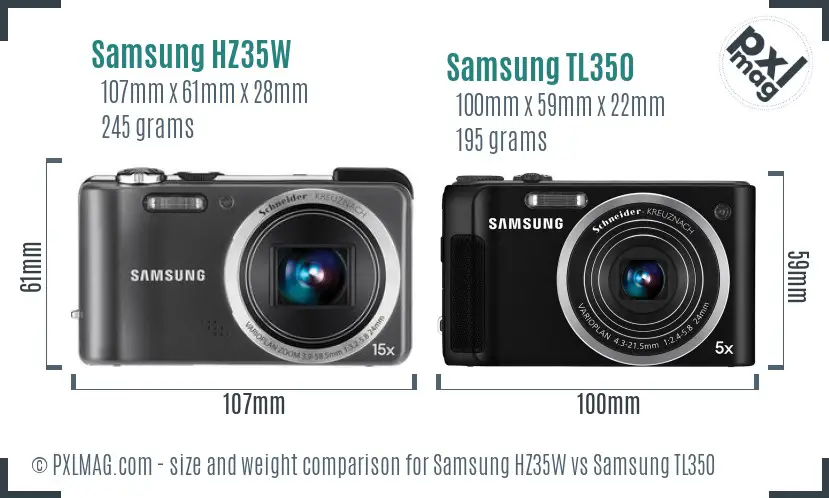 Samsung HZ35W vs Samsung TL350 size comparison Samsung HZ35W vs Samsung TL350 size comparison