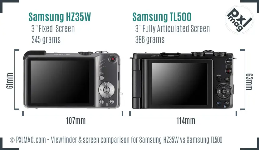 Samsung HZ35W vs Samsung TL500 Screen and Viewfinder comparison