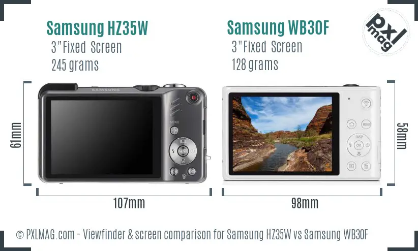 Samsung HZ35W vs Samsung WB30F Screen and Viewfinder comparison