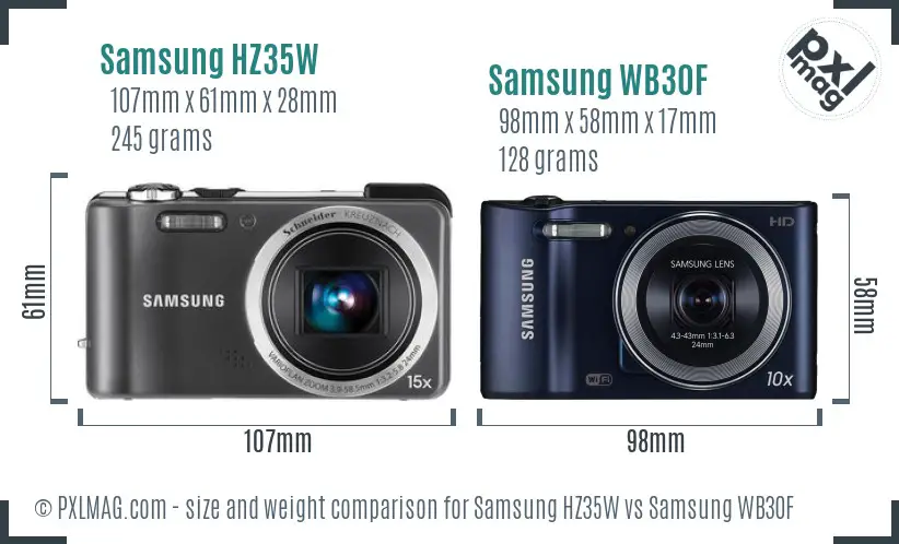 Samsung HZ35W vs Samsung WB30F size comparison