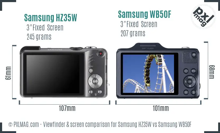 Samsung HZ35W vs Samsung WB50F Screen and Viewfinder comparison