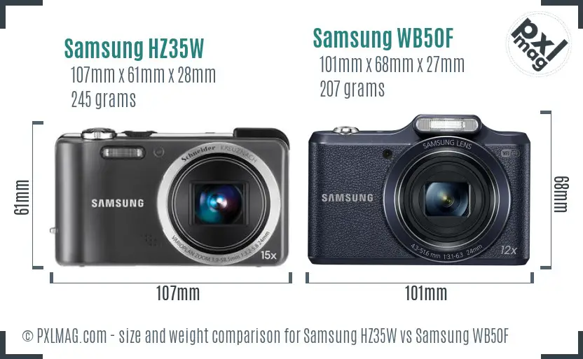 Samsung HZ35W vs Samsung WB50F size comparison