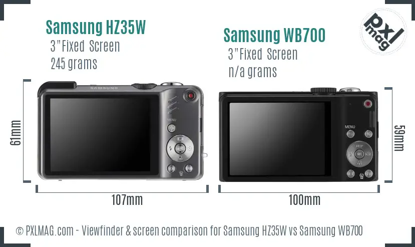 Samsung HZ35W vs Samsung WB700 Screen and Viewfinder comparison