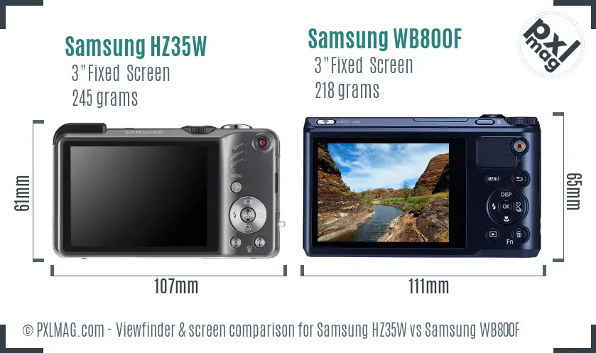 Samsung HZ35W vs Samsung WB800F Screen and Viewfinder comparison