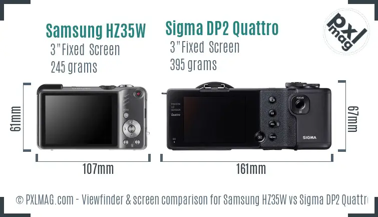 Samsung HZ35W vs Sigma DP2 Quattro Screen and Viewfinder comparison