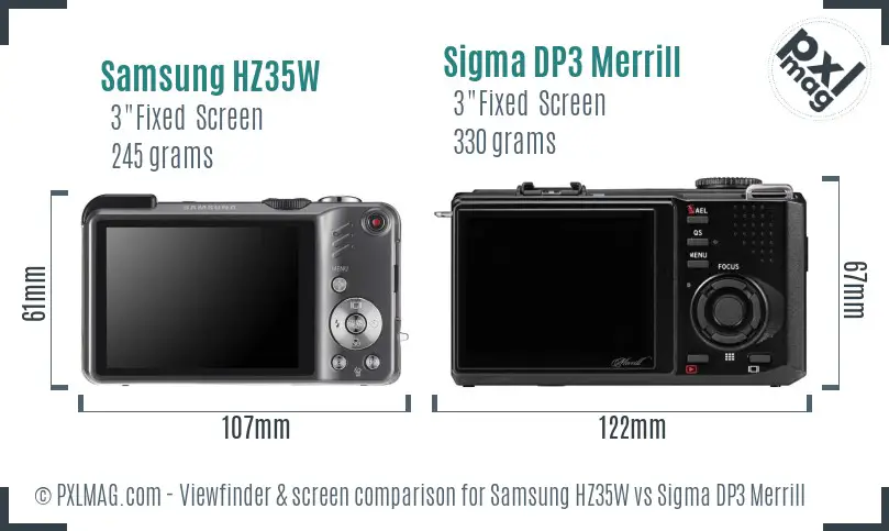 Samsung HZ35W vs Sigma DP3 Merrill Screen and Viewfinder comparison