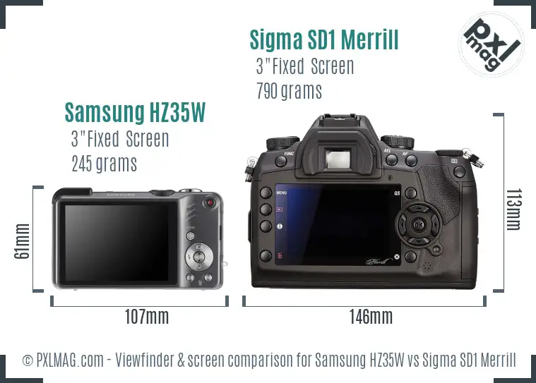 Samsung HZ35W vs Sigma SD1 Merrill Screen and Viewfinder comparison