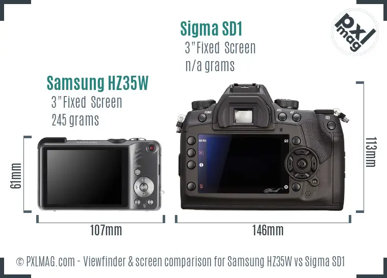 Samsung HZ35W vs Sigma SD1 Screen and Viewfinder comparison