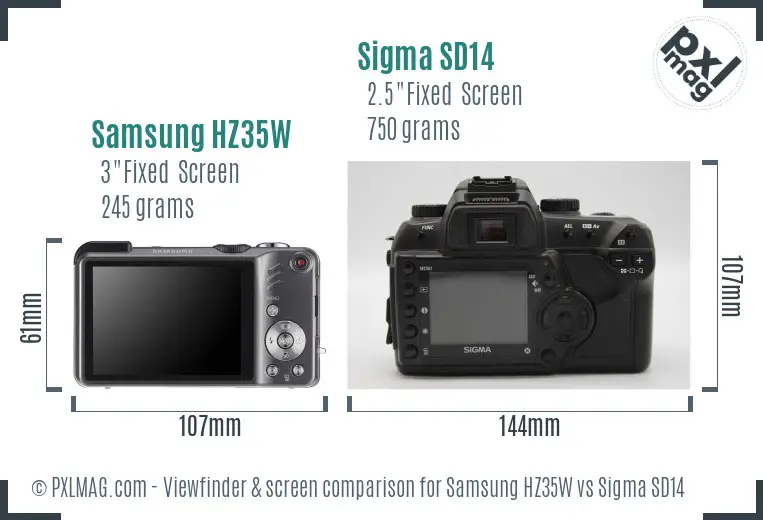 Samsung HZ35W vs Sigma SD14 Screen and Viewfinder comparison