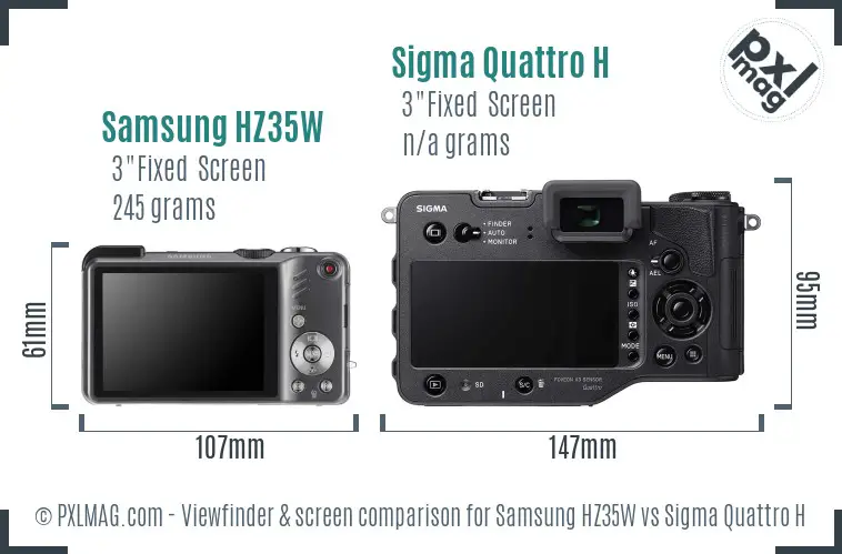 Samsung HZ35W vs Sigma Quattro H Screen and Viewfinder comparison