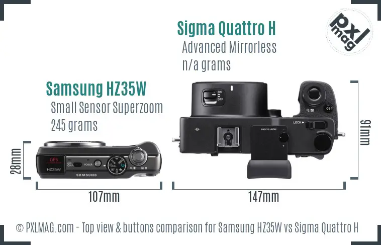 Samsung HZ35W vs Sigma Quattro H top view buttons comparison
