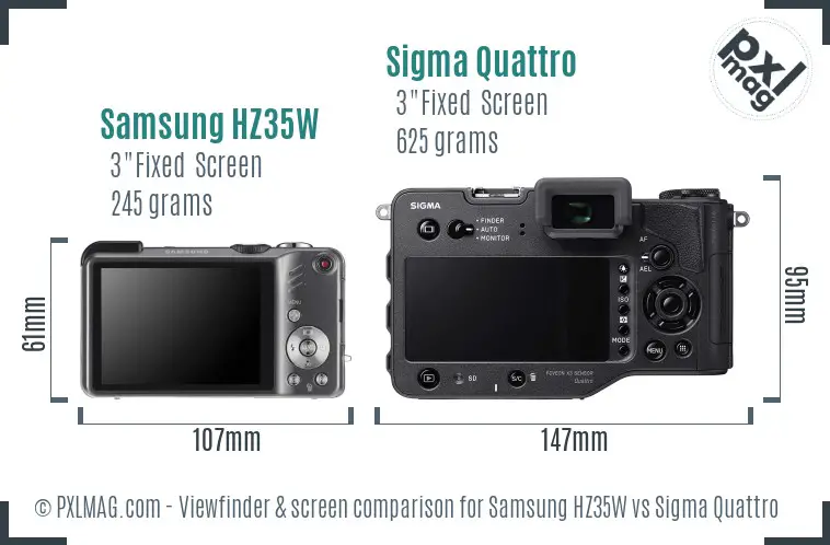 Samsung HZ35W vs Sigma Quattro Screen and Viewfinder comparison