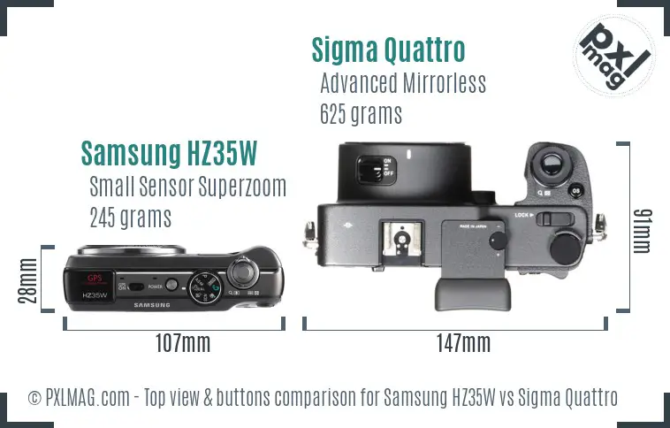 Samsung HZ35W vs Sigma Quattro top view buttons comparison