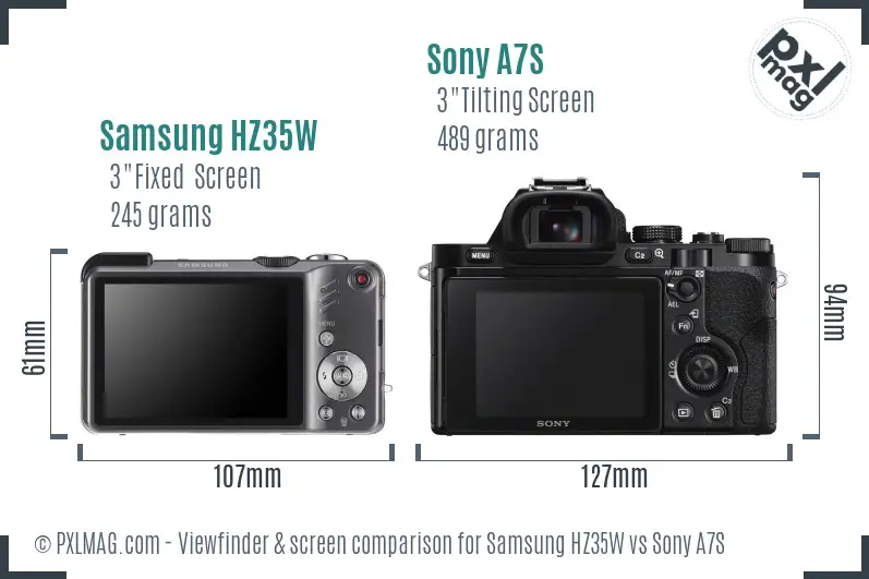 Samsung HZ35W vs Sony A7S Screen and Viewfinder comparison