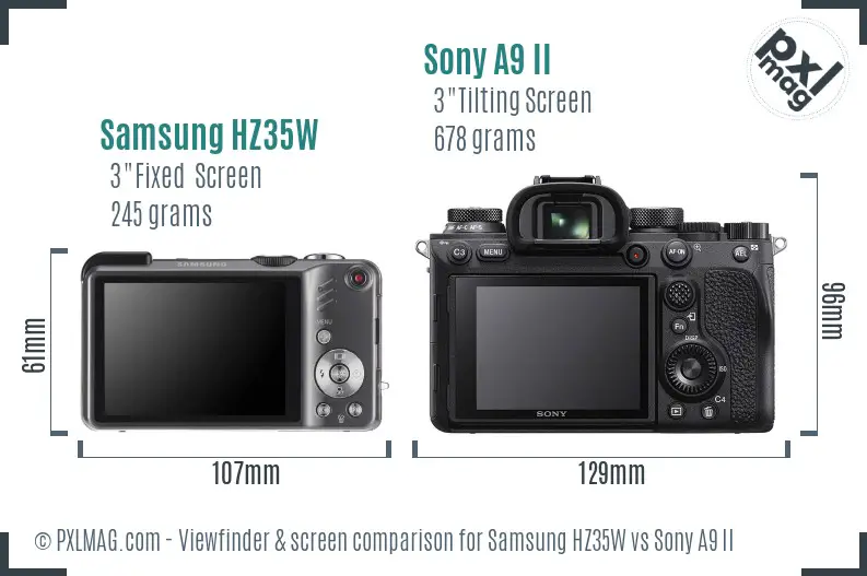 Samsung HZ35W vs Sony A9 II Screen and Viewfinder comparison