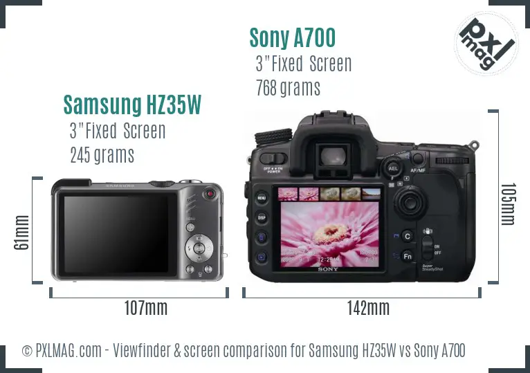 Samsung HZ35W vs Sony A700 Screen and Viewfinder comparison