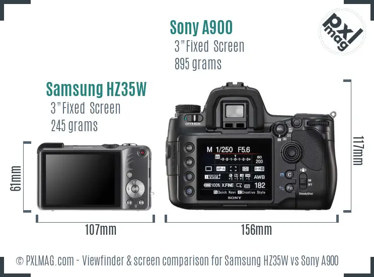Samsung HZ35W vs Sony A900 Screen and Viewfinder comparison