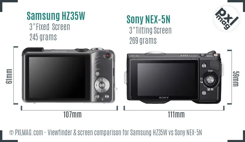 Samsung HZ35W vs Sony NEX-5N Screen and Viewfinder comparison