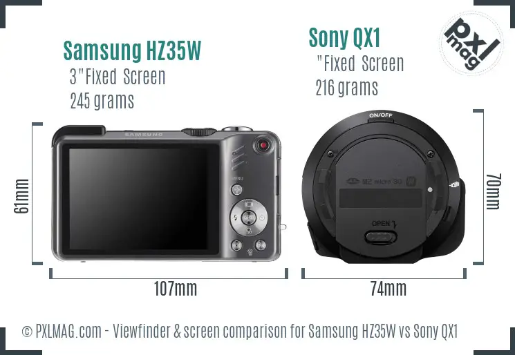 Samsung HZ35W vs Sony QX1 Screen and Viewfinder comparison