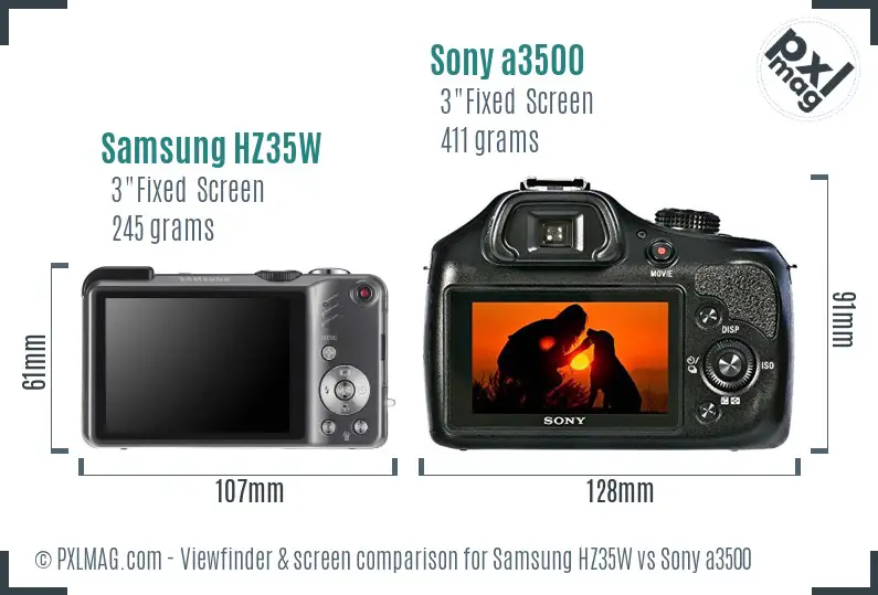 Samsung HZ35W vs Sony a3500 Screen and Viewfinder comparison