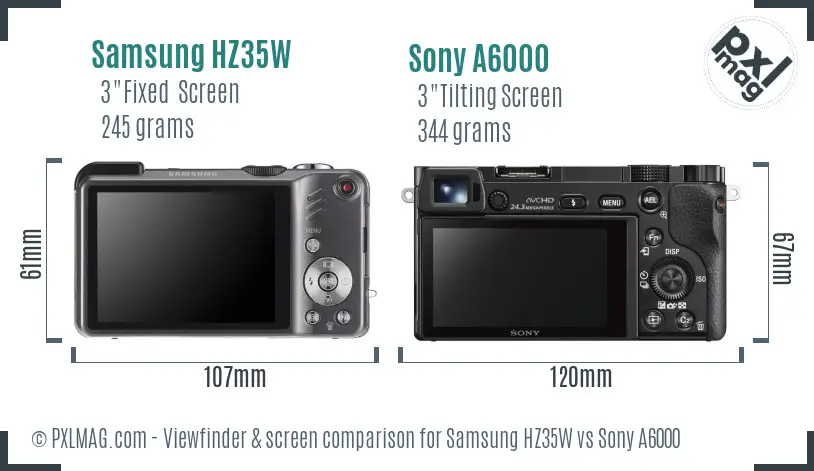 Samsung HZ35W vs Sony A6000 Screen and Viewfinder comparison