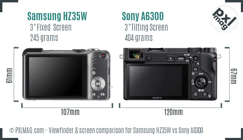Samsung HZ35W vs Sony A6300 Screen and Viewfinder comparison