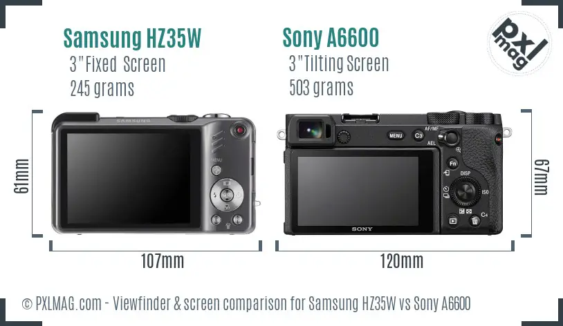 Samsung HZ35W vs Sony A6600 Screen and Viewfinder comparison