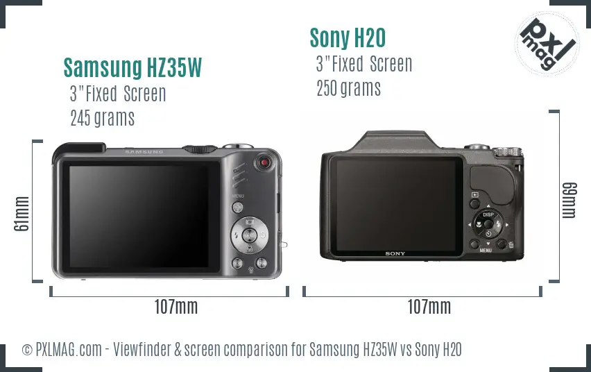 Samsung HZ35W vs Sony H20 Screen and Viewfinder comparison