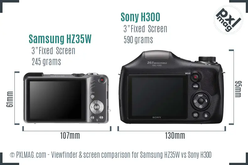 Samsung HZ35W vs Sony H300 Screen and Viewfinder comparison