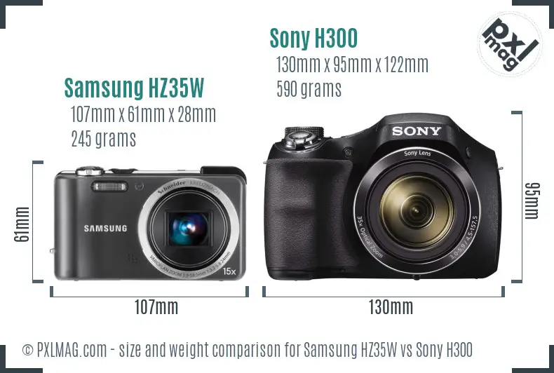 Samsung HZ35W vs Sony H300 size comparison